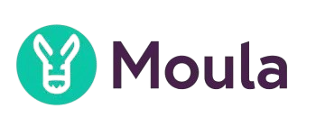 Moula logo featuring a stylized rabbit head in a teal circle.