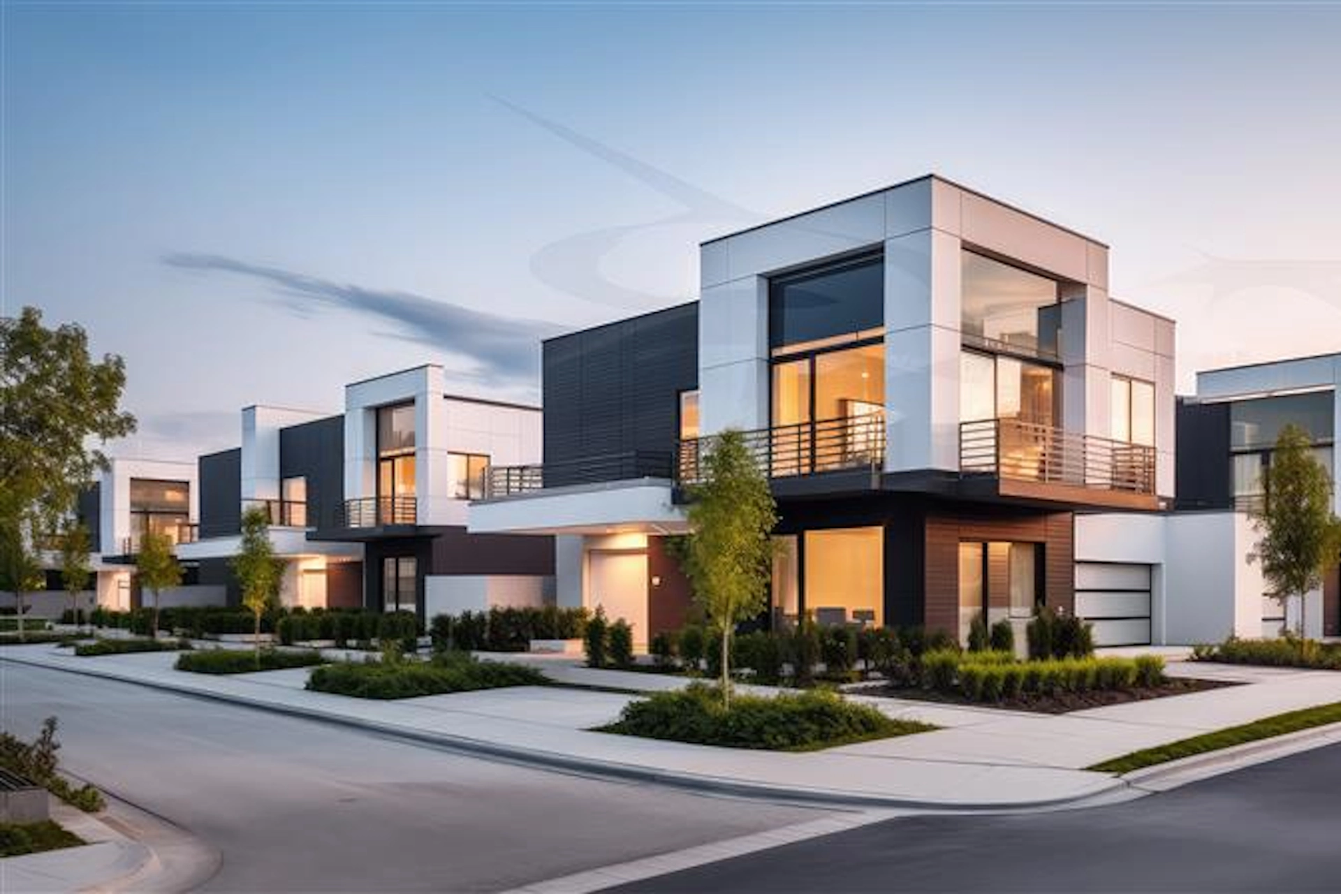 Modern row of houses representing investment property portfolio growth in Australia.