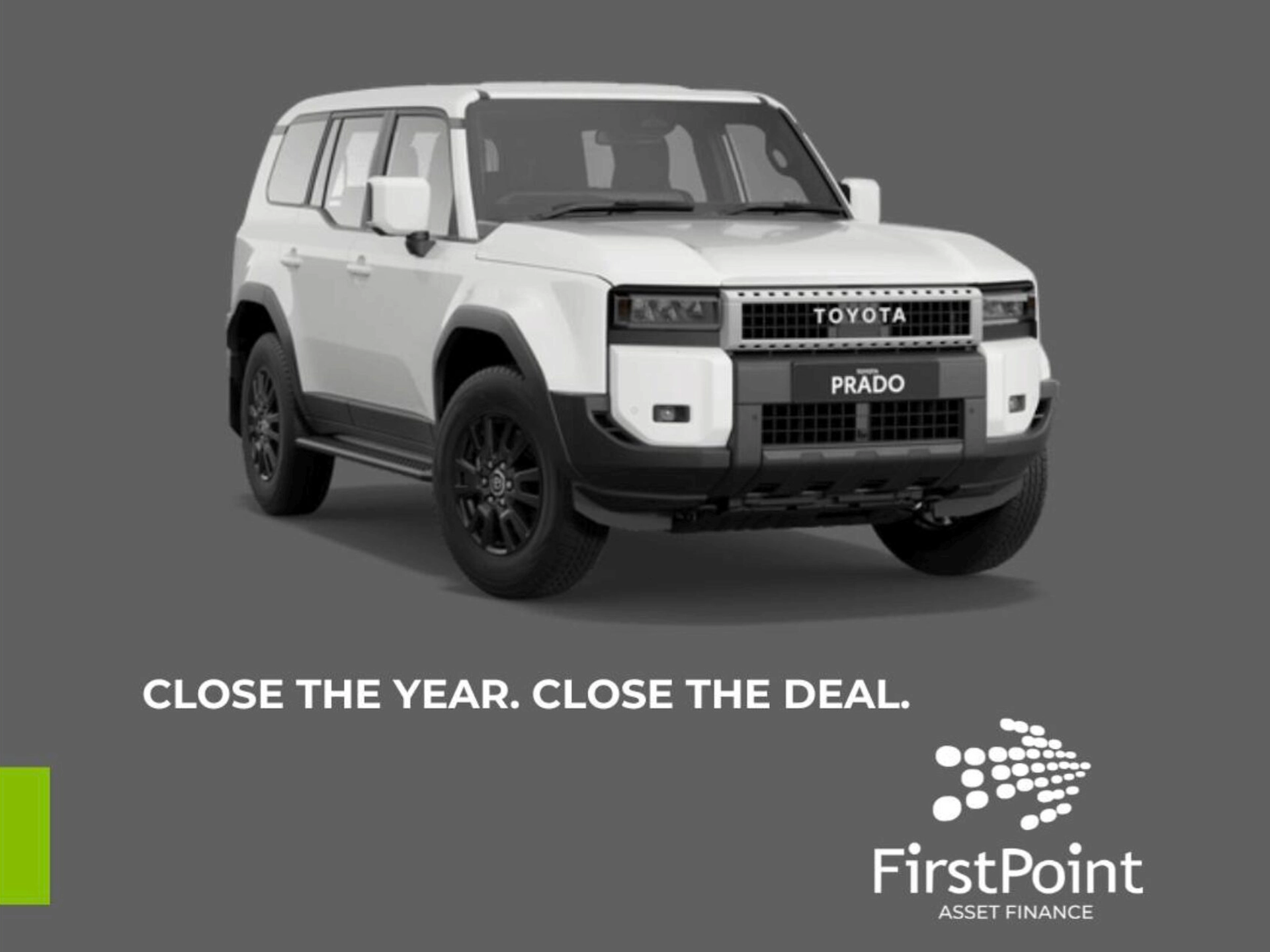 White toyota prado suv illustrating asset finance options for businesses and individuals in Australia.