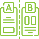 Comparing equipment finance options with a split a and b visual representation.